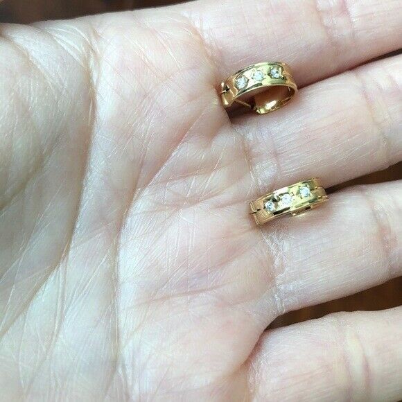 14K Solid Gold CZ Baby Size Earrings