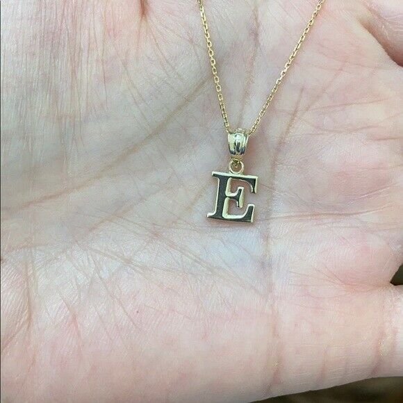 14k Solid Yellow Gold Small Mini Initial Letter N Pendant Necklace