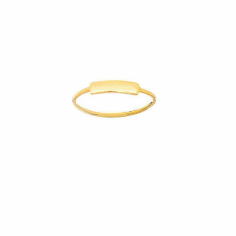 14K Solid Gold Mini ID Bar Plate Ring - Size 6, 7, 8 Minimalist - Yellow