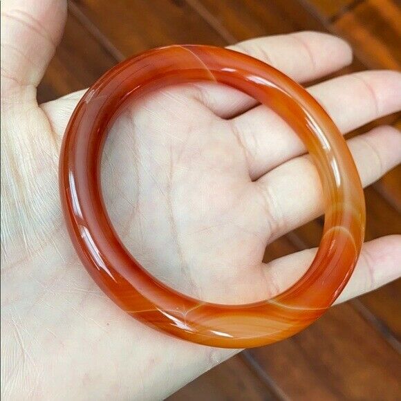 NEW Orange Red White Agate Bangle Inner Diameter 55 mm - Round Shape MN12