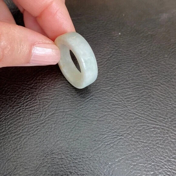 Flat Natual Jade Band Ring Size 6.5 - Unisex Width 6mm