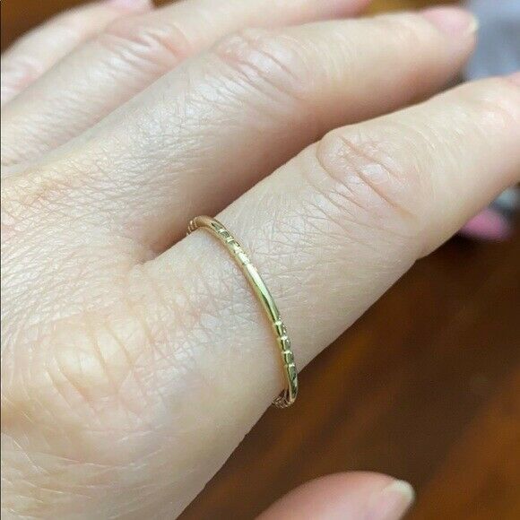 14k Solid Yellow Gold 1.3 mm Stackable Beaded Knuckle Band Ring