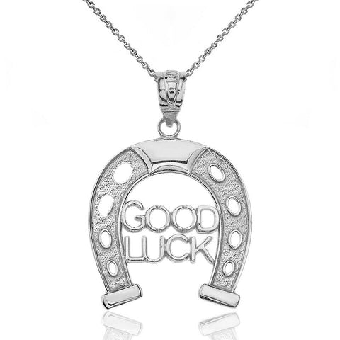 925 Sterling Silver Lucky Good Luck Horseshoe Pendant Necklace