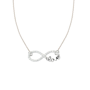 925 Sterling Silver White Gold Infinity Love Necklace - Adjustable 16"-18"