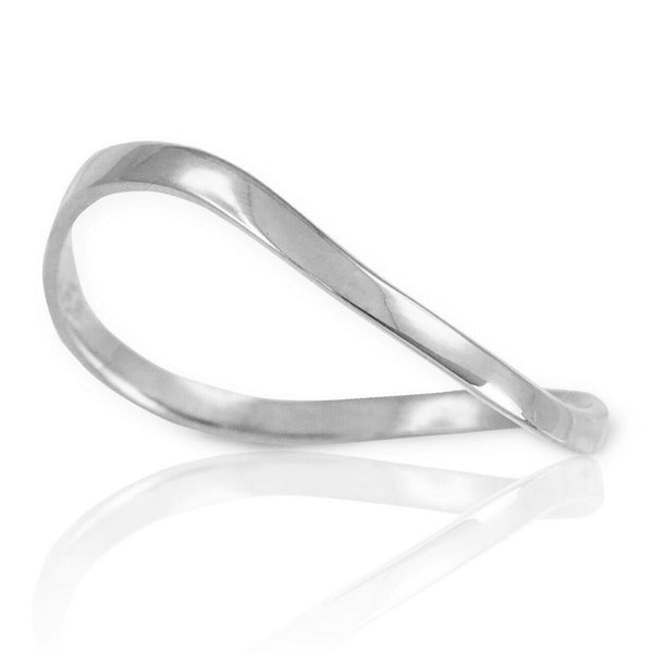 14k Solid White Gold Plain Simple Wavy Thumb Ring All Any Size Made in USA