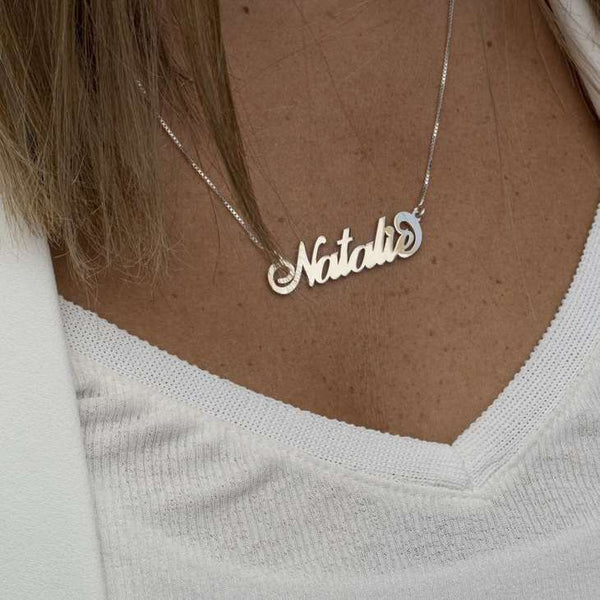 Personalized Sterling Silver "Carrie" Name Plate Box Chain Necklace Adjustable