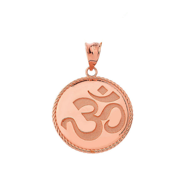 10k Solid Gold Ohm OM AUM Symbol Yoga Buddhism Hinduism Pendant Necklace