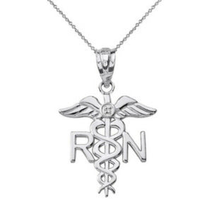 925 Sterling Silver Registered Nurse Doctor Pendant Necklace Made USA