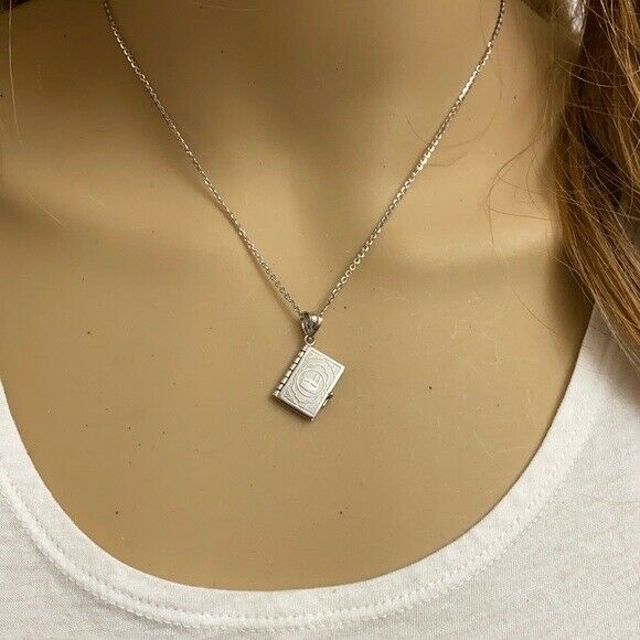 Sterling Silver 3D Moveable Koran Quran Book Text of Islam God Pendant Necklace