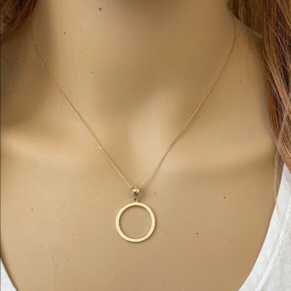 14K Solid Gold Eternity Love Circle Of Life Karma Pendant Dainty Necklace