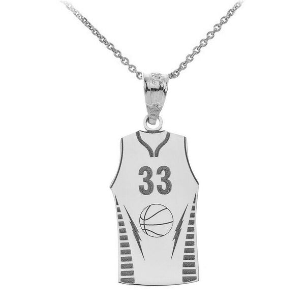 Personalized Name Number Silver Basketball Jersey Player Shirt Pendant Necklace