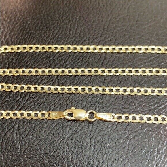 10 k Solid Real Yellow Gold 2.7 mm Cuban Chain Necklace 16",18",20",22",24".