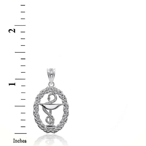 925 Silver Sterling 3D Pharmacy Symbol Charm Pendant Necklace