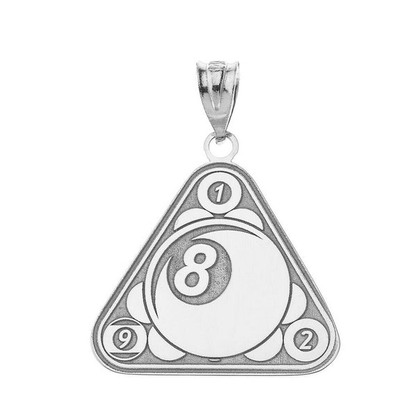 Personalized Engrave Name Number Eight Ball Billiard Pool Cue Pendant Necklace