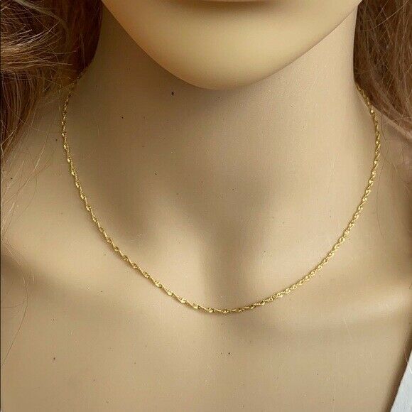 14k Gold Plated Sterling Silver Italian Italy TWISTED SINGAPORE Chain 1.5 mm