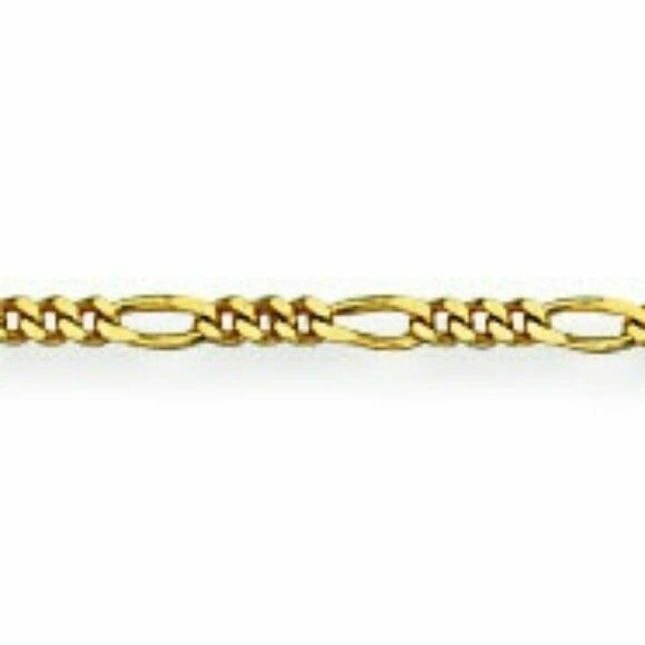 14 k Solid Real Gold 1.3 mm Figaro Kid Children Chain Necklace - 13"-15" Adjust