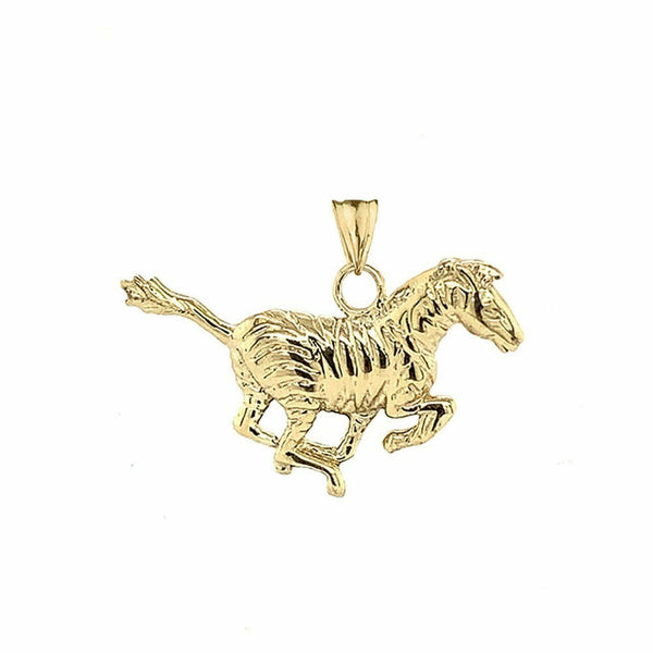 10K Solid Yellow Gold Zebra Charm Pendant Necklace 16" 18" 20" 22"
