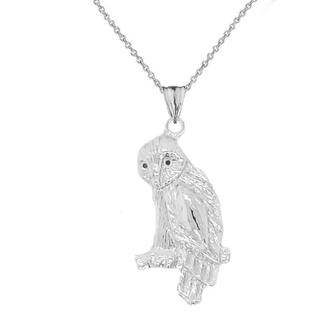 925 Streling Silver Owl Pendant Necklace 16", 18", 20", 22"