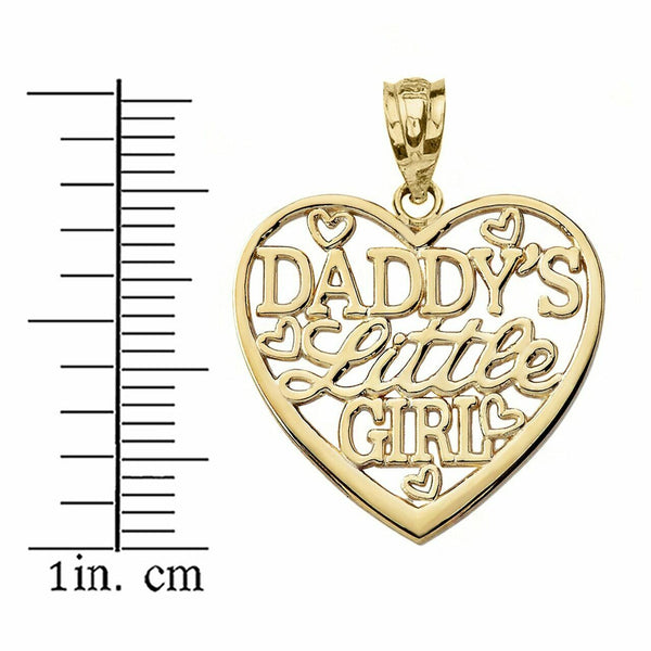 10k Real Solid Yellow Gold Daddy's Little Girl Heart Pendant Necklace