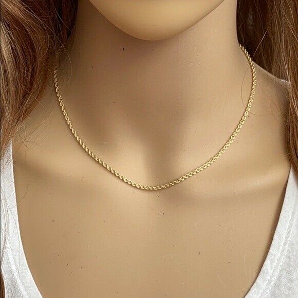 10 k Solid Yellow Gold 2.0 mm Light Rope Chain Necklace 16",18",20",22",24", 30"