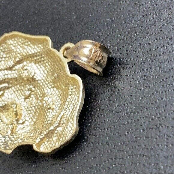 Solid Gold Dog Maltese Head Detailed Dog Sports Pendant Necklace