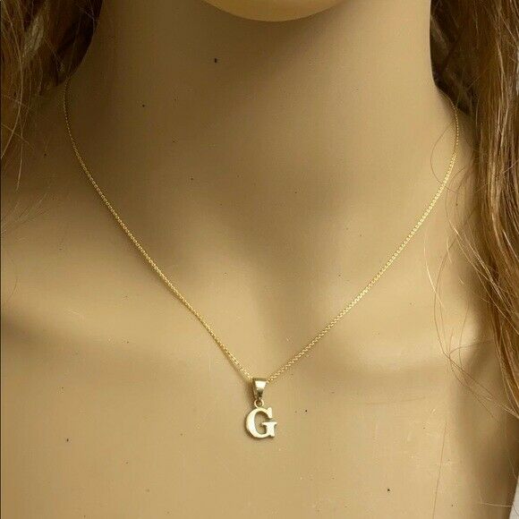 14k Solid Yellow Gold Small Mini Initial Letter G Pendant Necklace