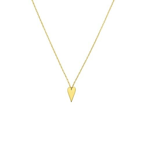 14K Solid Yellow Gold Mini Heart Engravable Dainty Necklace 16"-18" Adjustable
