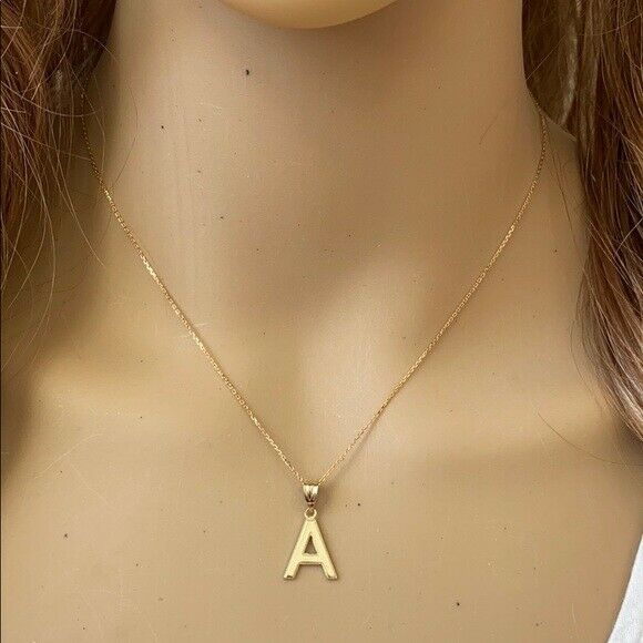 10k Solid Gold Small Milgrain Initial Letter E Pendant Necklace Personalized