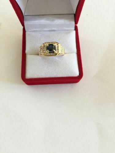 NWOT 14K Yellow gold Sapphire and diamonds Ring Size 7 Unisex