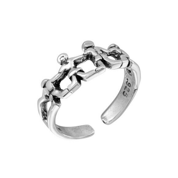 NWT .925 Sterling Silver Mini Figures Adjustable Toe Ring / Finger Ring
