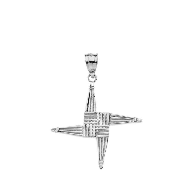 925 Sterling Silver Irish St. Brigid's Christian Wall Cross Pendant Necklace