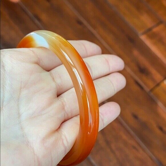 Orange Yellow Red Natural Agate Bangle Inner Diameter 61 mm - Round Shape MN14