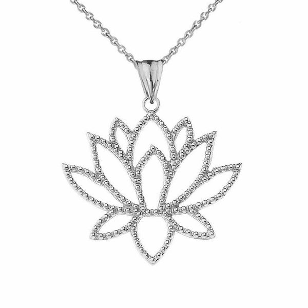 925 Streling Silver Double Sided Lotus Flower Fortune Purify Pendant Necklace