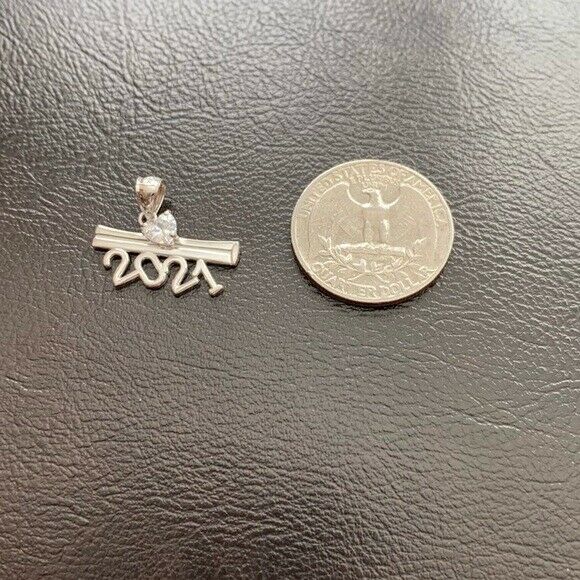 925 Sterling Silver 2021 Graduation Diploma with Birthstone CZ Pendant Necklace