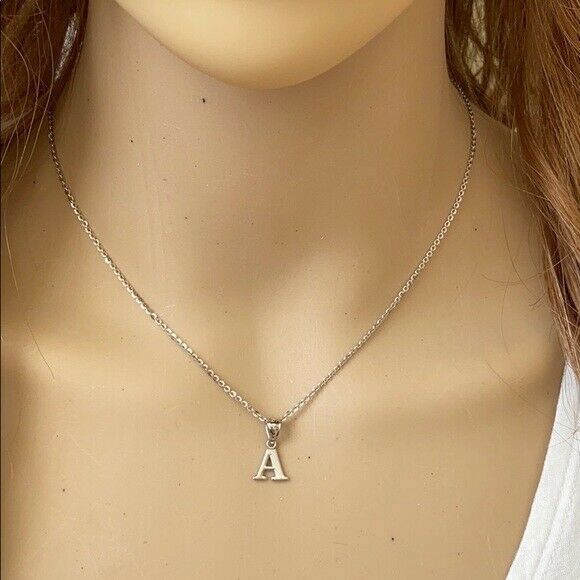 925 Sterling Silver Mini Small Initial Letter N Pendant Necklace 16" 18" 20" 22"