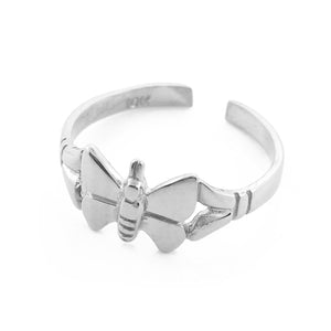 925 Sterling Silver Butterfly Toe Ring - Adjustable - Knuckle, Thumb
