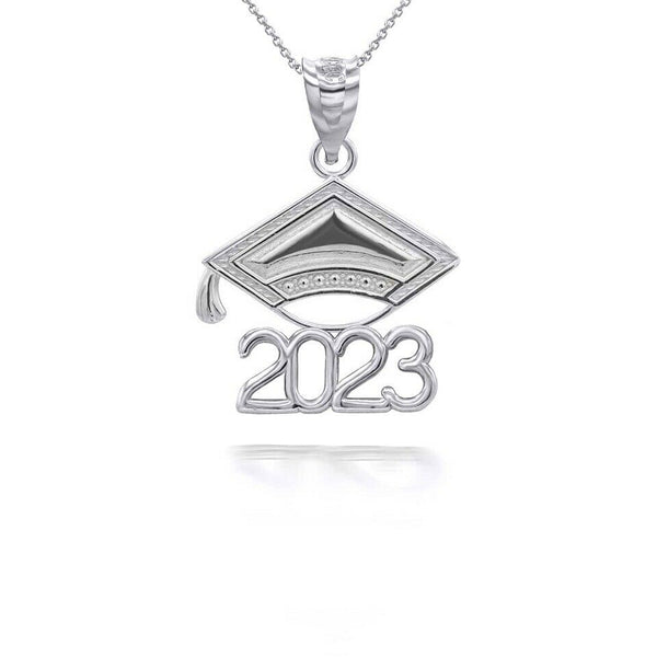 925 Sterling Silver Class of 2023 Graduation Ceremony Cap Pendant Necklace