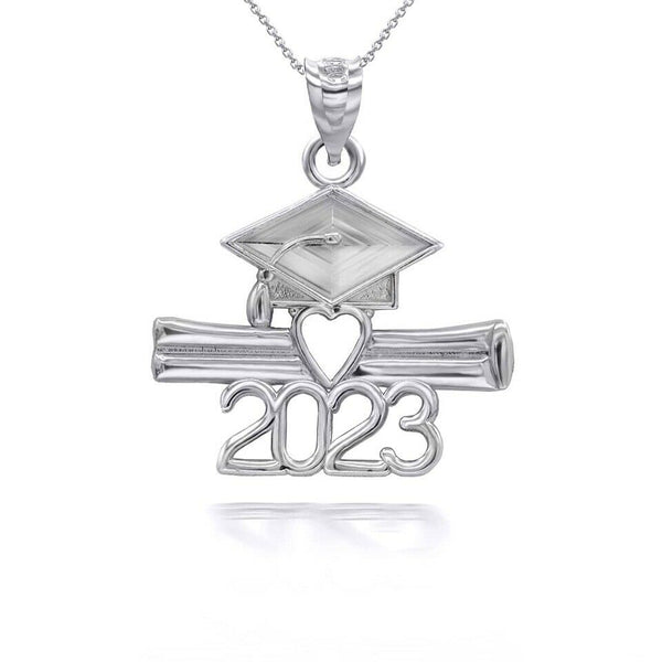 925 Sterling Silver Class of 2023 Graduation Diploma and Cap Pendant Necklace