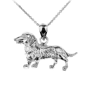 925 Sterling Silver Dachshund Dog Pendant Necklace 16" 18" 20" 22"