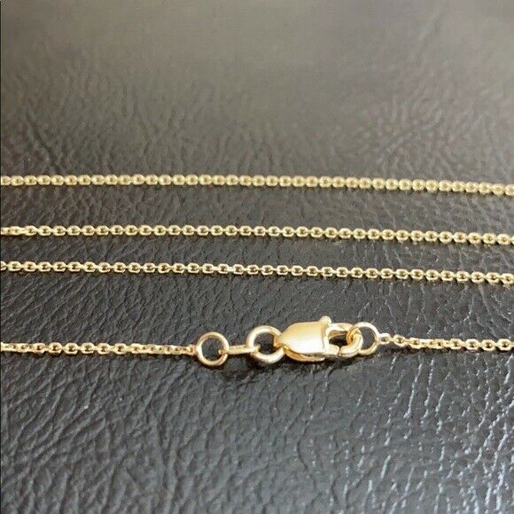 14 k Solid Yellow Gold 1.05 mm Cable Chain Necklace - Adjustable 16"-18" Lobster