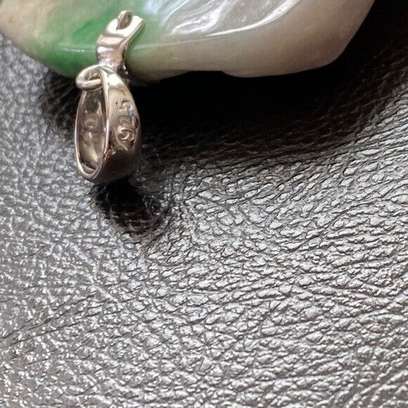 925 Sterling Silver Carving Jade Dragon Large Pendant Necklace Heavy