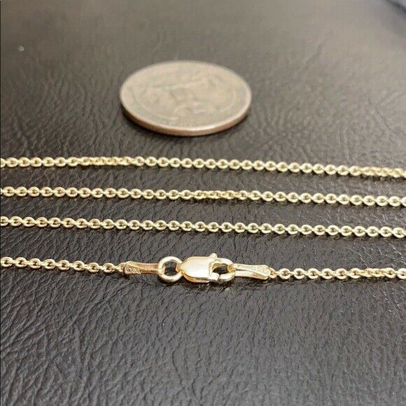 14 k Solid Yellow Real Gold 1.5 mm Light Cable Chain Necklace 16",18" Lobster