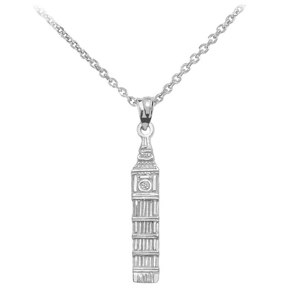 925 Sterling Silver London's Big Ben Clock Tower Pendant Necklace