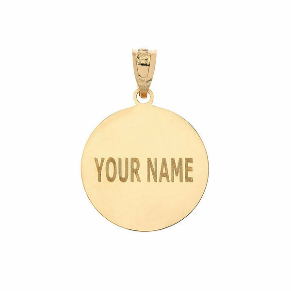 Personalized Engrave Name Number 10k or 14k Solid Gold Soccer Pendant Necklace