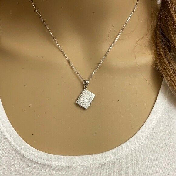 Sterling Silver 3D Moveable Koran Quran Book Text of Islam God Pendant Necklace