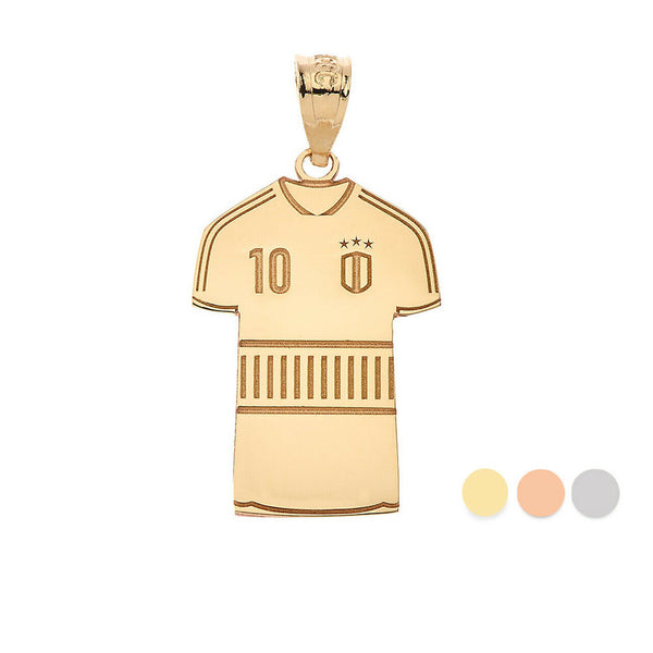 Personalize Name Number 10k 14k Solid Gold Soccer Jersey Shirt Pendant Necklace