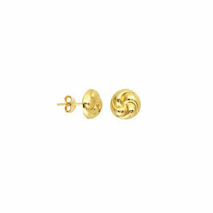 14k Solid Gold Domed Loveknot Love-Knot Stud Earrings - Yellow 10 mm