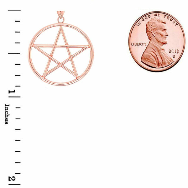 Small Solid 14k Rose Gold Pentagram Friendship Pendant Necklace 16" 18" 20" 22"