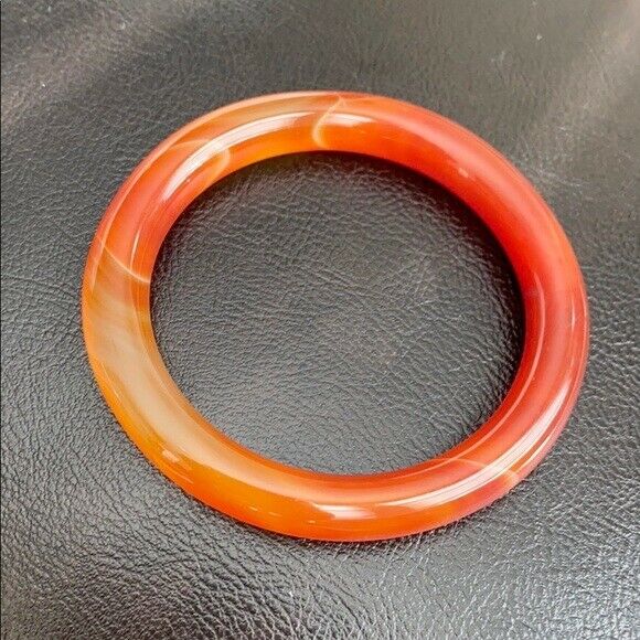 NEW Orange Red White Agate Bangle Inner Diameter 55 mm - Round Shape MN12