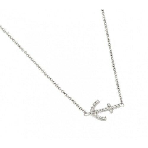 925 Sterling Silver Rhodium Plated Anchor Adjustable 16"-18" Necklace